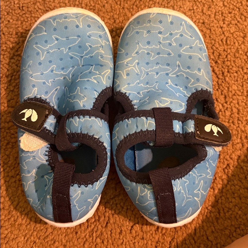 Blue Shark Print Baby Shoes
